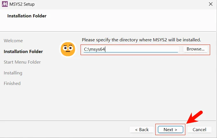 MSYS2 安装步骤:选择安装路径